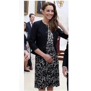 Tory Burch Sophia Black and White Floral Print Mid-length Dress Size Small